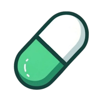 a green pill on a black background